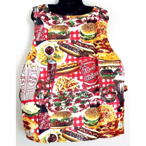 Smock Apron Junk Food Kids Lot of 2 Popcorn Pretzel Hamburger Fries Soda Coated - Picture 2 of 4